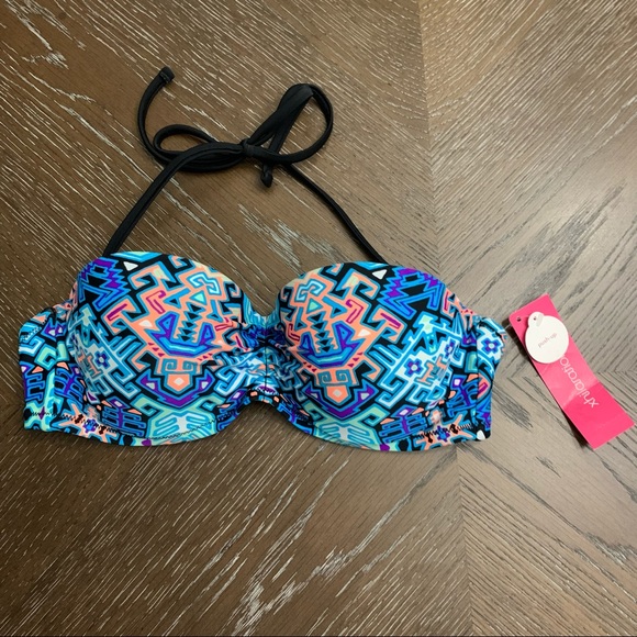 Xhilaration blue/turquoise Aztec print bikini top - Picture 1 of 6